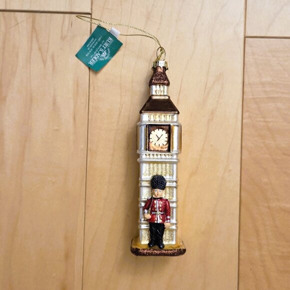 🎄Kurt Adler Big Ben Clock Tower with a Guard Soldier Glass Ornament 6" Decor - Picture 2 of 9
